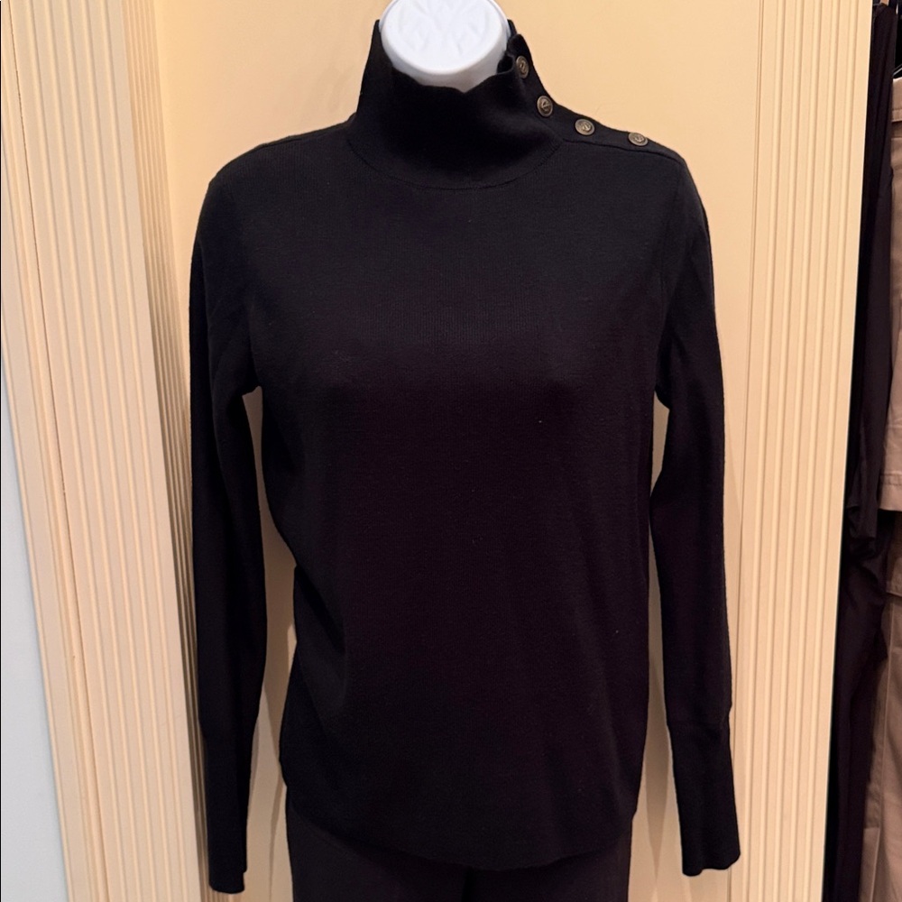 J.Crew Factory Button-Shoulder Mockneck Sweater
